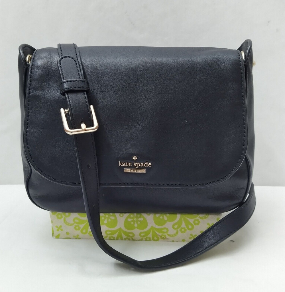 Kate Spade New York Black Leather Flap Closure Crossbody Bag